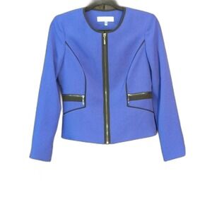 New Kasper Womens Full Zip Jacket Long‎ Sleeve Celeste/Black Size 4P